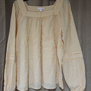 Lc Lauren Conrad XXL yellow & white peasant top
